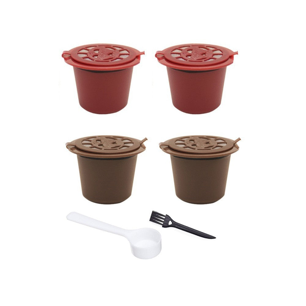 4PCS Coffee Filter 20ml Reusable Refillable Coffee Capsule Filters For Nespresso With Spoon Brush Kitchen Accessories
